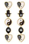 Parisa Hamsa & Yin Yang Drop Earrings