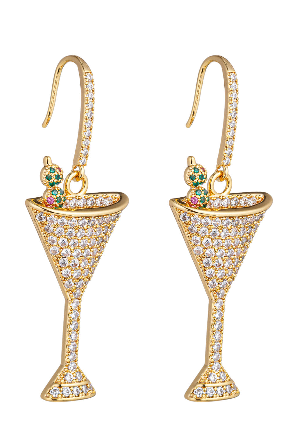 Indulge in Glamour with Dirty Martini 18K Gold Plated CZ Drop Earrings.