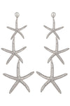 Silver Starfish CZ Drop Earrings
