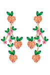 Peach 18K Gold Plated CZ Drop Earrings