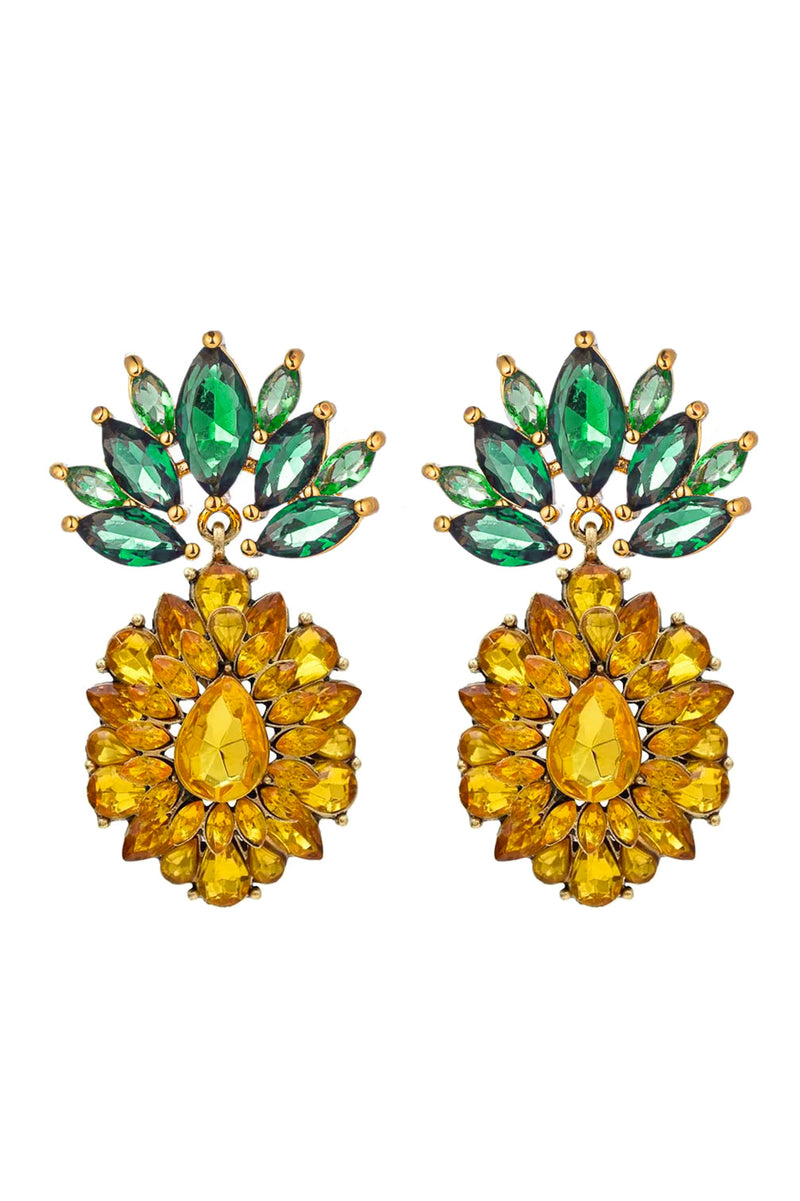 Pineapple 18K Gold Plated CZ Stud Earrings