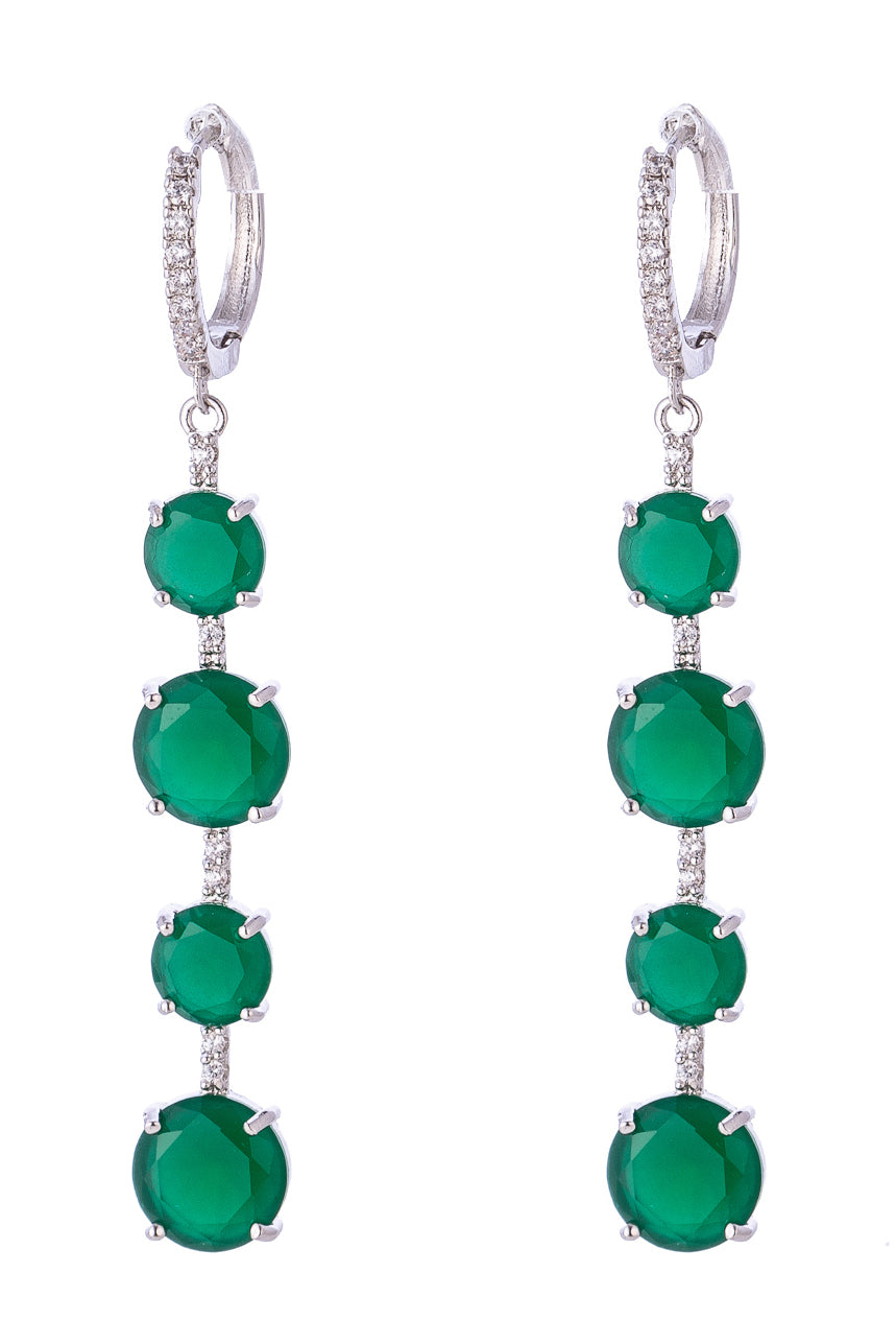 Elevate Your Style with Linda's Green CZ Huggie Drop Earrings.