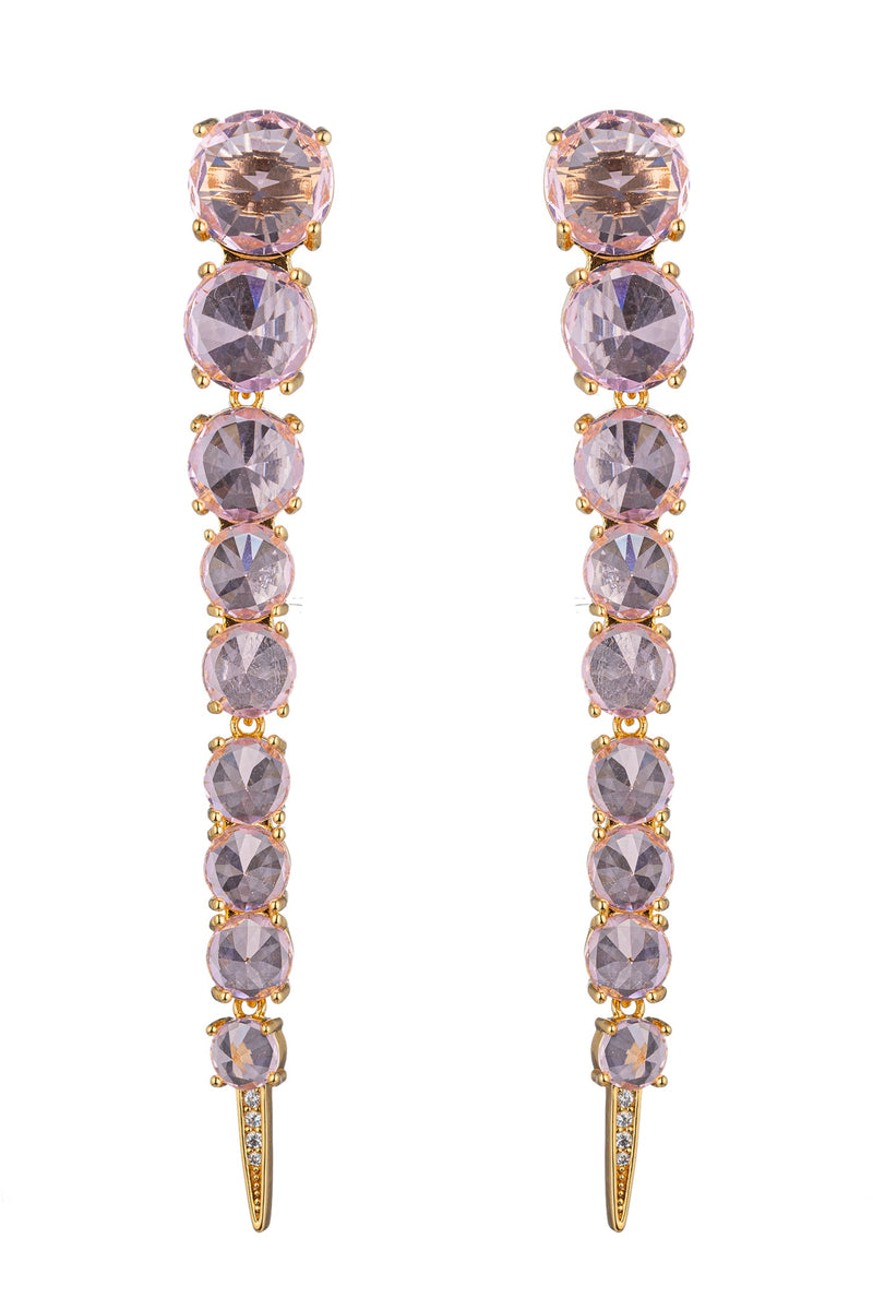 Regal Radiance: Harper's Luxurious Purple Cubic Zirconia Drop Earrings