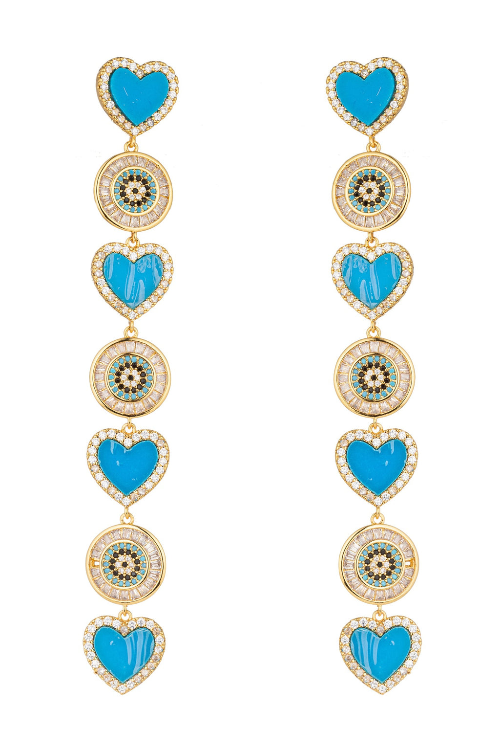Amanda 18K Gold Plated Heart Drop Earrings with Cubic Zirconia Sparkle