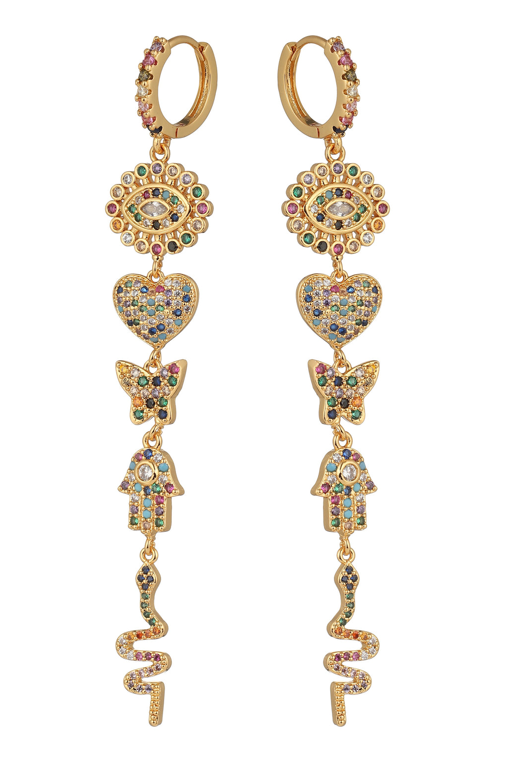 Andrea 18K Gold Plated Motif Earrings Adorned with Cubic Zirconia for Effortless Elegance
