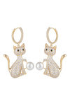 18k gold plated cat earrings studded with CZ crystals.