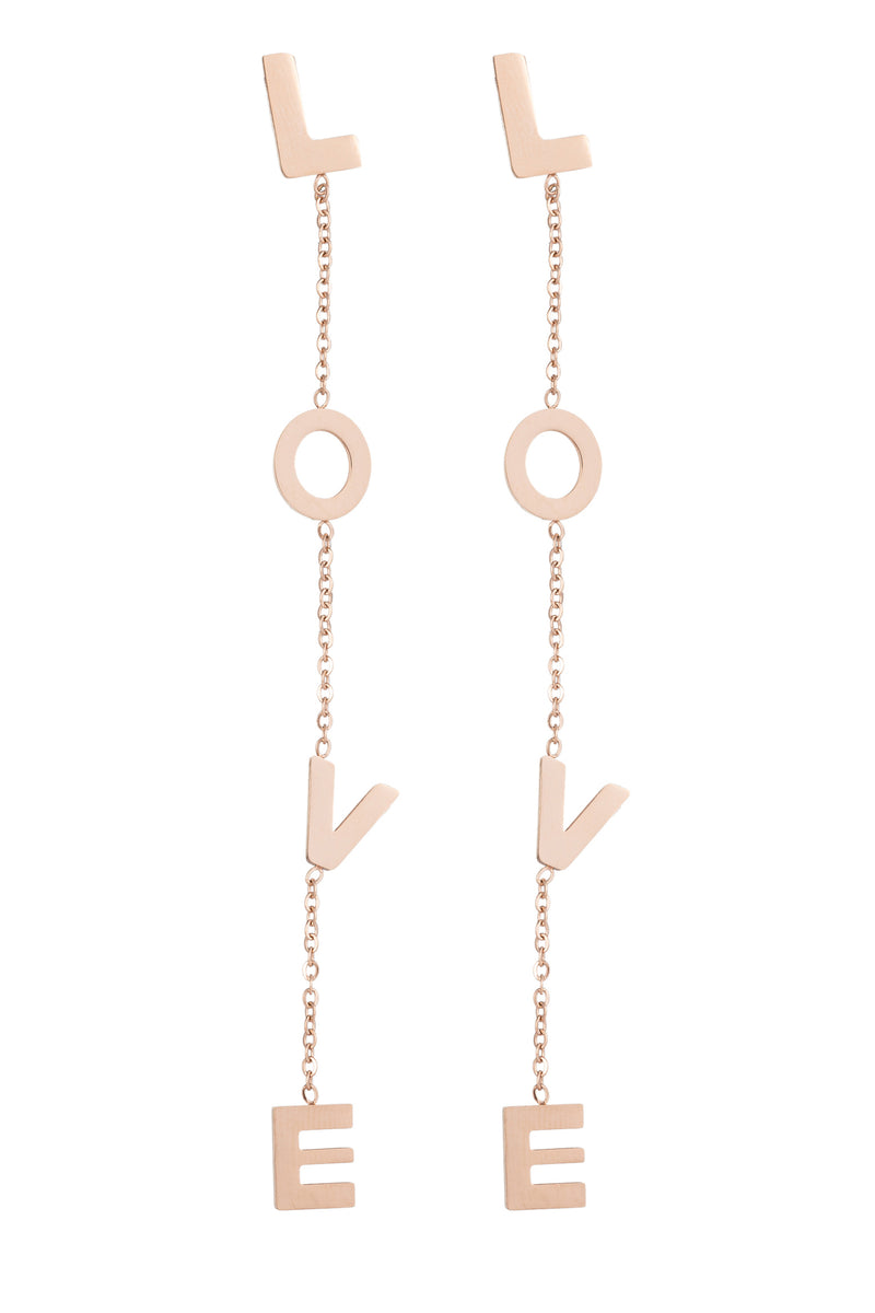 LOVE 18k gold plated dangle earrings.
