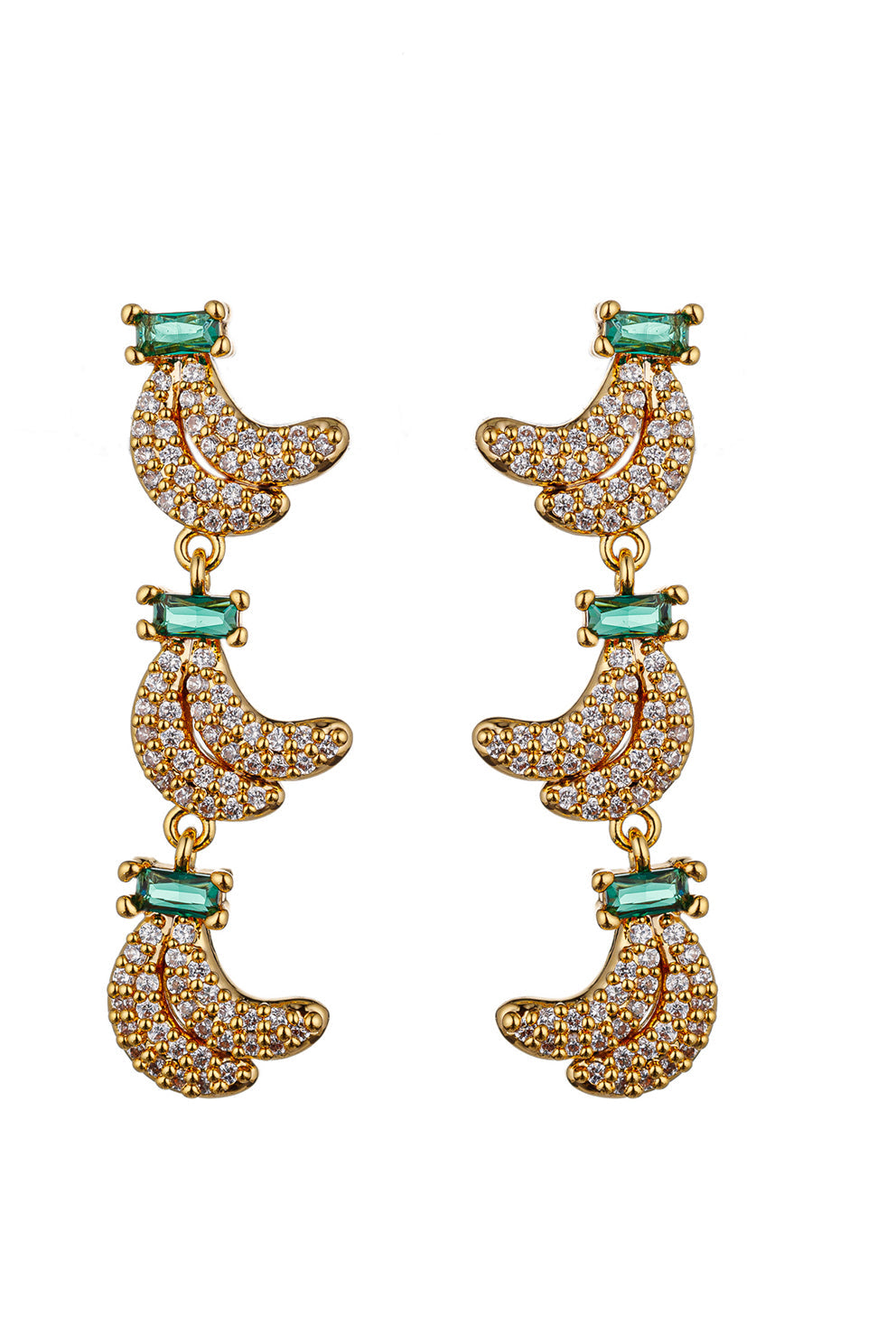 Add a playful touch to your style with these earrings featuring banana-shaped cubic zirconia, a unique and whimsical accessory.