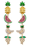 Bali Tropical Fruit 18K Gold Plated CZ Drop Earrings