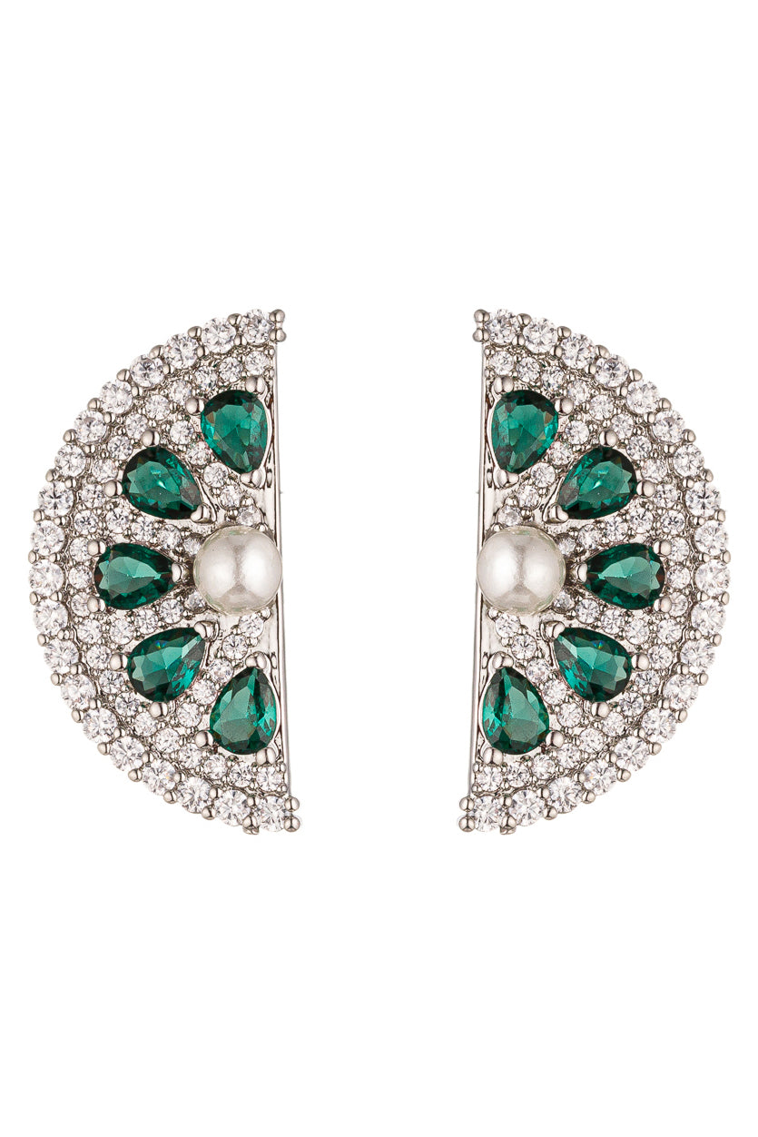Add a slice of freshness to your style with these stud earrings featuring lime-hued cubic zirconia, a playful and vibrant accessory.