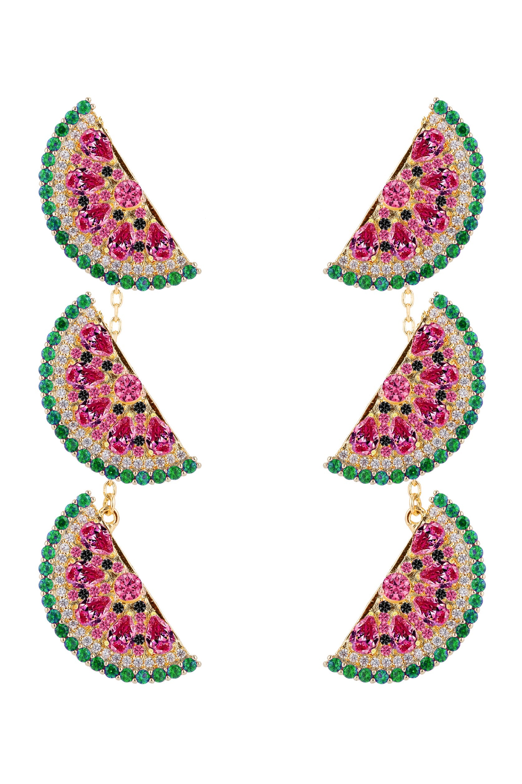 Watermelon CZ Drop Earrings