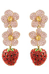 Juicy Strawberry 18K Gold Plated CZ Drop Earrings