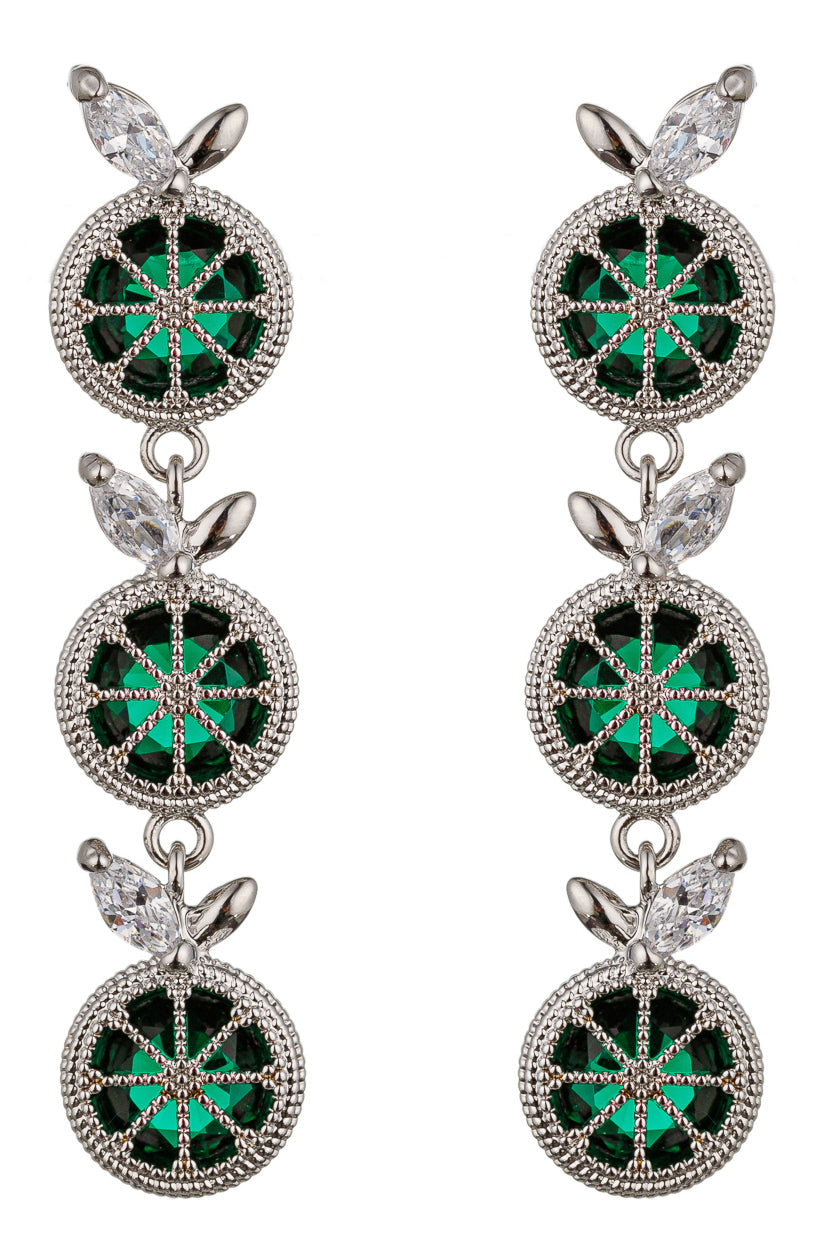 Add a pop of color with these dainty drop earrings featuring lime-hued cubic zirconia stones, a playful and chic accessory.