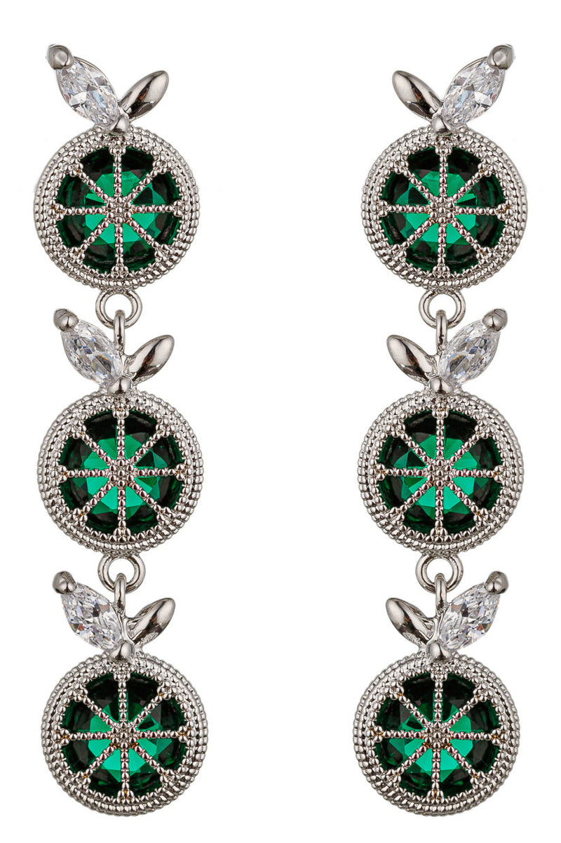 Add a pop of color with these dainty drop earrings featuring lime-hued cubic zirconia stones, a playful and chic accessory.