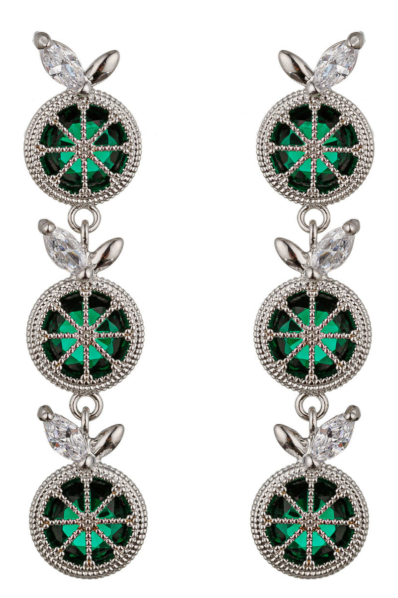 Add a pop of color with these dainty drop earrings featuring lime-hued cubic zirconia stones, a playful and chic accessory.