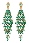 Ava Green Leaf 18K Gold Plated CZ Drop Earring: Embrace Nature's Beauty in Elegance