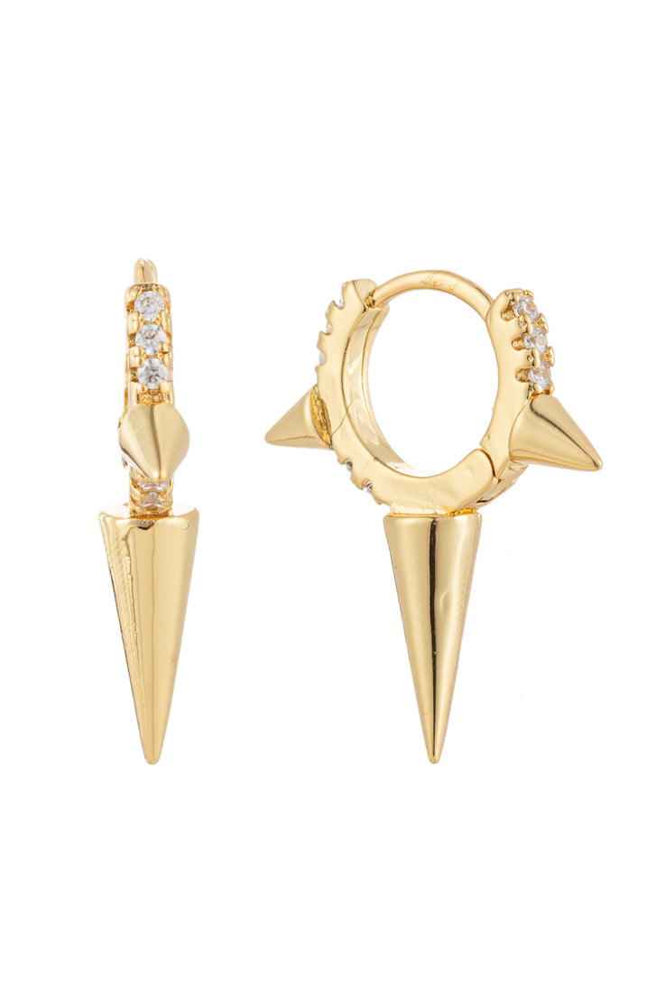 18k gold plated spike huggie earrings.