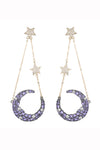 18k gold plated lavender moon earrings studded with CZ crystals.