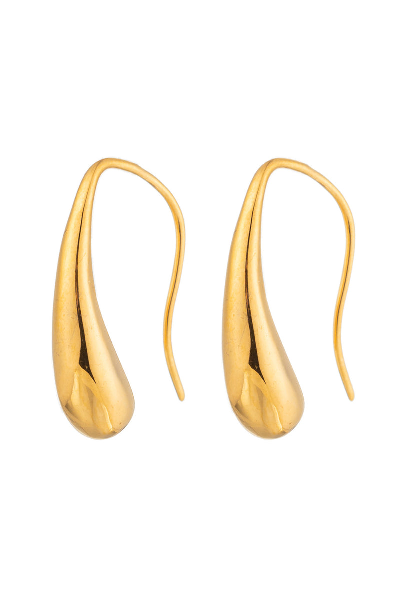 24k gold plated brass teardrop shaped earrings.