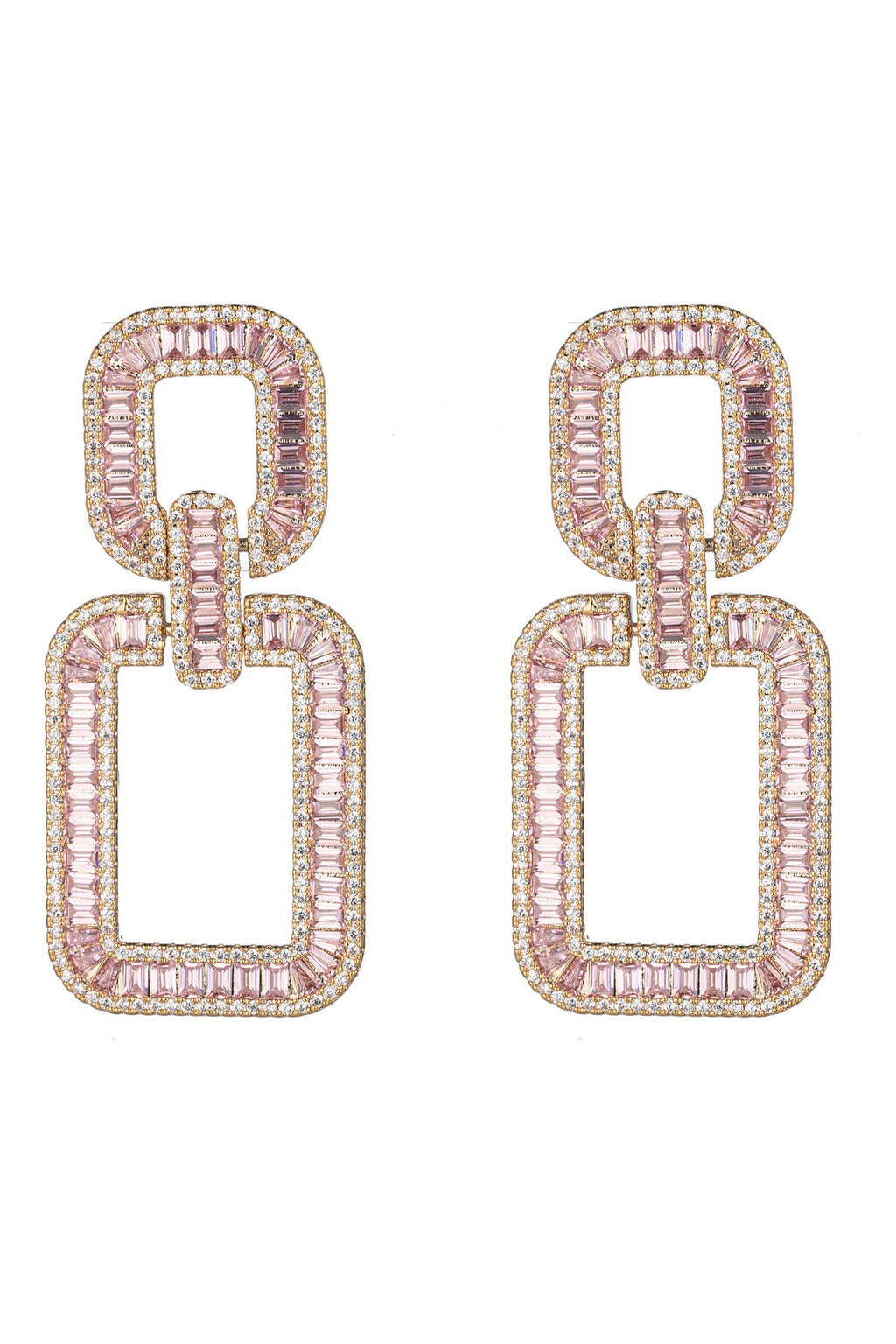 Sophie's Pink Sparkle: 18K Gold-Plated CZ Earrings