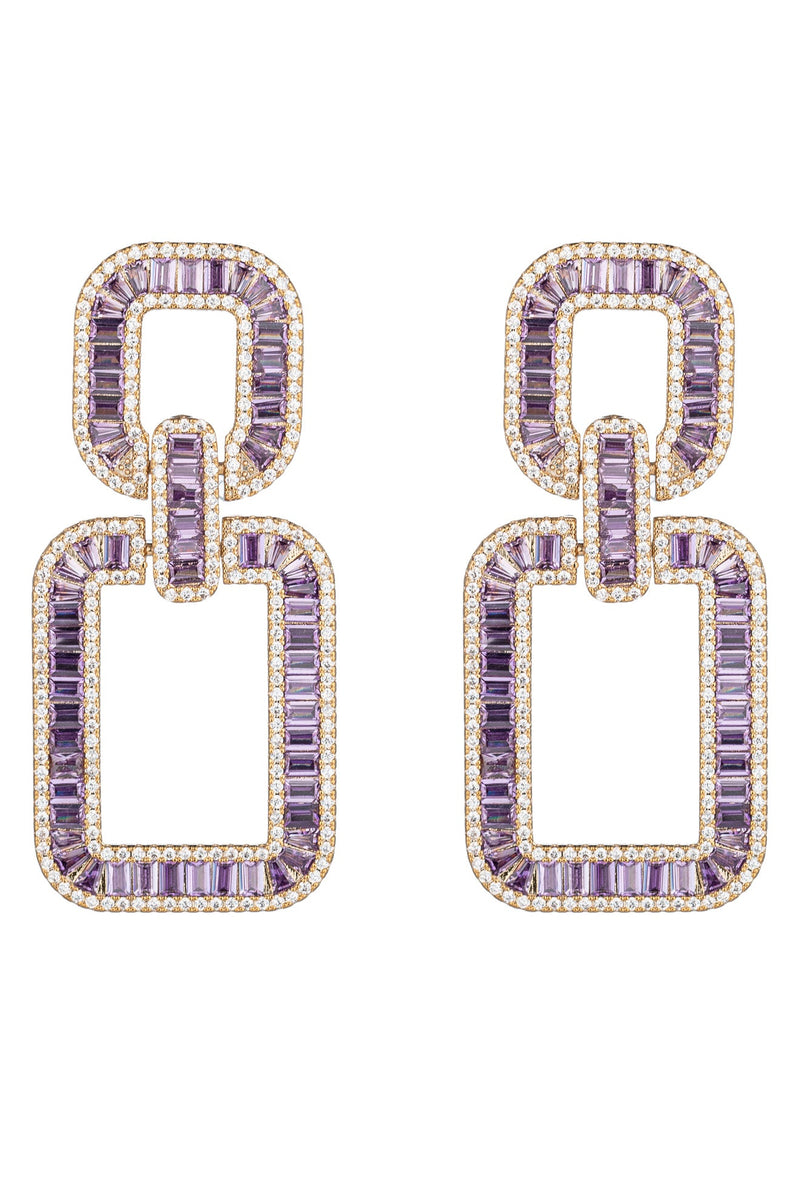 Elegance in Pink: Sophie 18K Gold CZ Earrings, a touch of luxury.