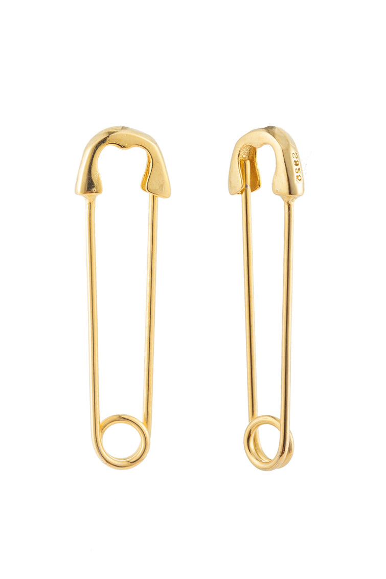 24k gold plated brass safety pin earrings.