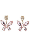 Nora's Elegance: Pink Butterfly Cubic Zirconia Earrings