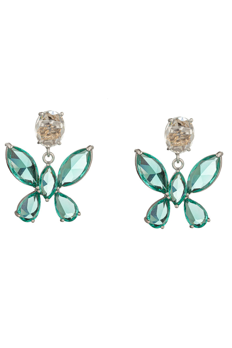 Nora's Delight: Green Butterfly Cubic Zirconia Earrings