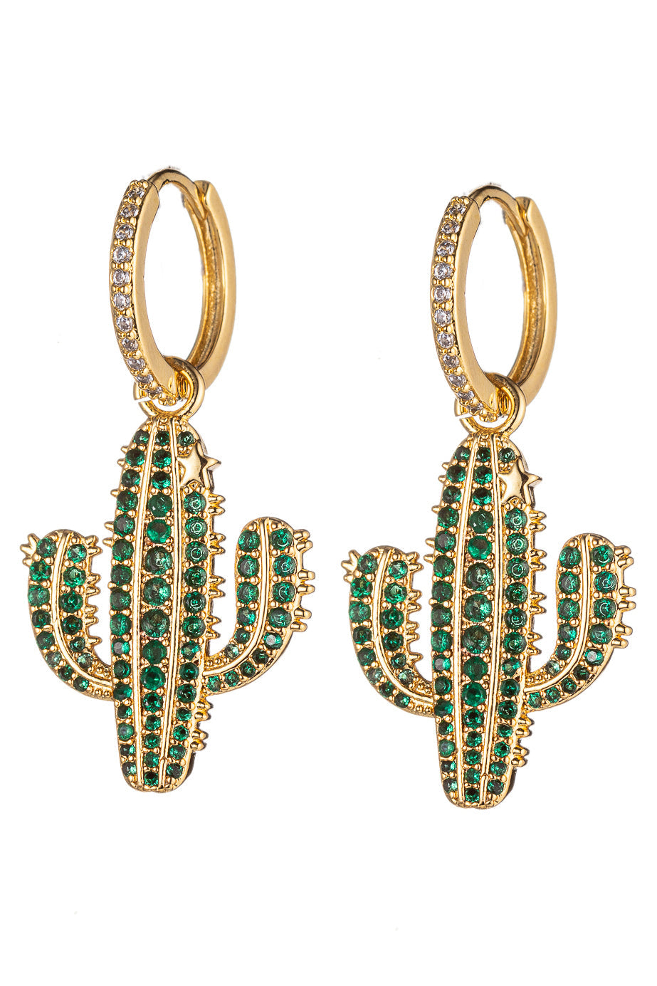 Desert Elegance: Palm Springs Cactus CZ Earrings, a shimmering oasis.