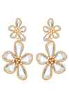 Kolab Double Flower 18K Gold Plated CZ Drop Earrings