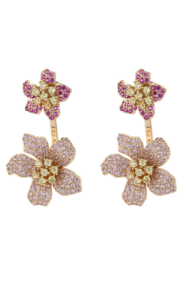 18K Gold Plated Pink Rose CZ Crystal Earring