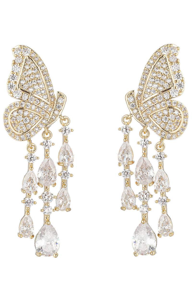 Painted Lady 18K Gold Plated CZ Crystal Dangle Earring