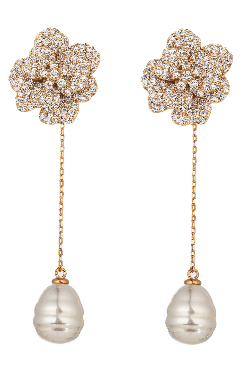 Golden Rose CZ Drop Earrings: Elegance meets charm with these sparkling beauties. 