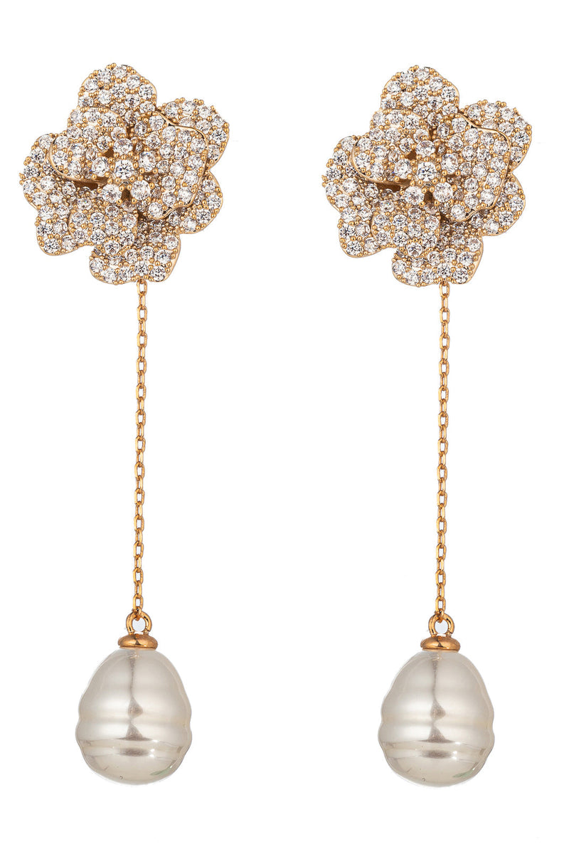 Golden Rose CZ Drop Earrings: Elegance meets charm with these sparkling beauties. 