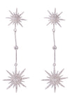 Silver star constellation earrings studded with CZ crystals.