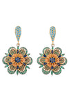 Luxe 18K Flower Earrings - Blue