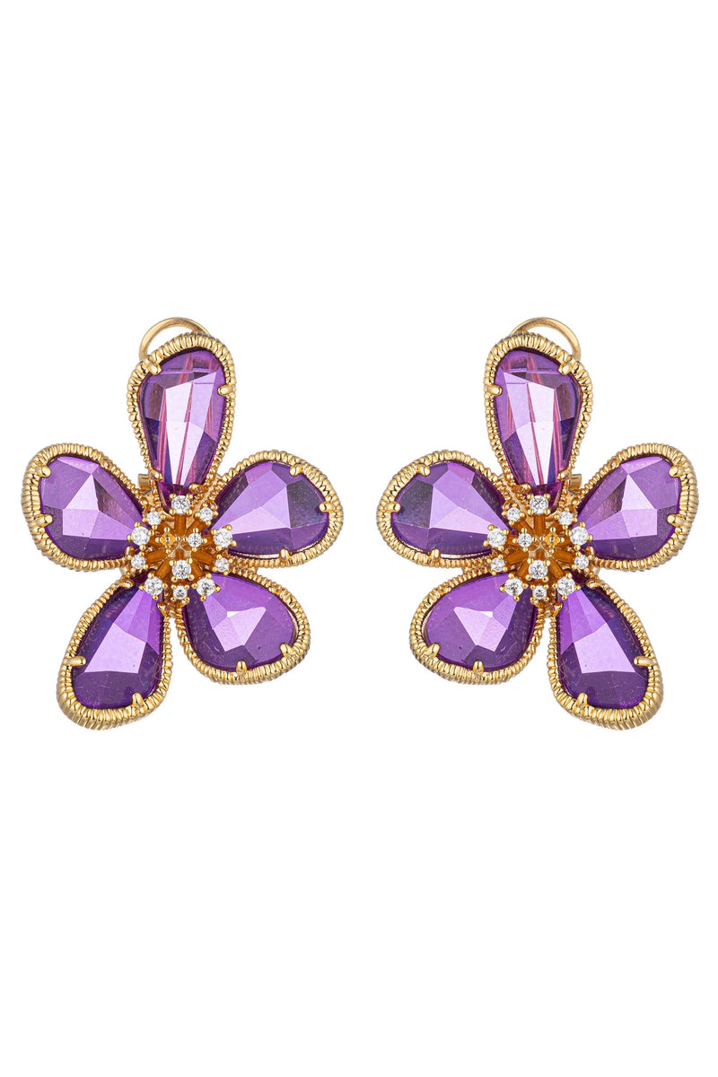 Kolab Purple Flower Earrings