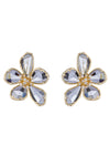 Gold & grey flower earrings studded with CZ crystals.