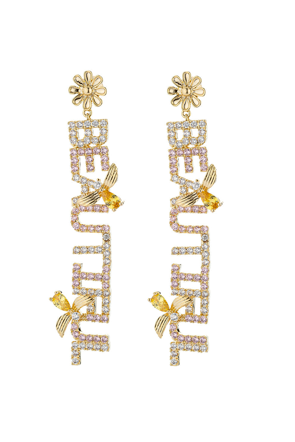 Bee Beautiful 18K Gold Plated CZ Crystal Earring