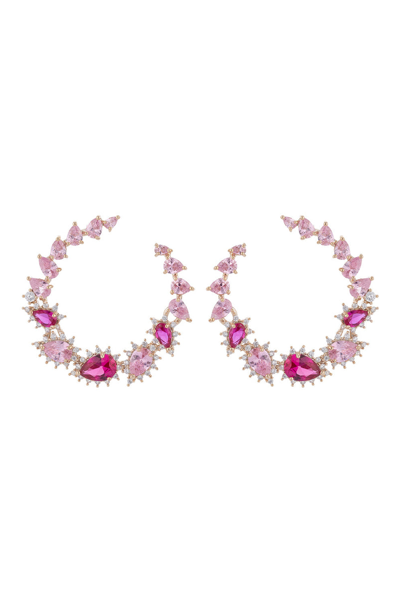 Roman Pink CZ Crystal Loop Earring