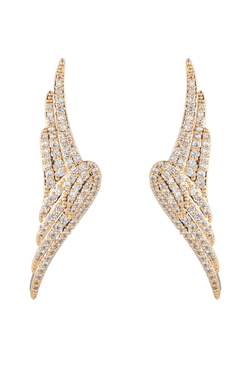 Angel wing CZ crystal earrings.