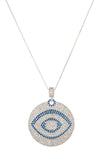 Sterling Silver Necklace Evil Eye CZ Brass Pendant