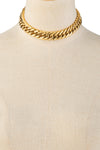 Titanium 18k gold plated necklace with interlinked chains.