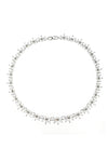 Silver leaf pendant necklace studded with CZ crystals.
