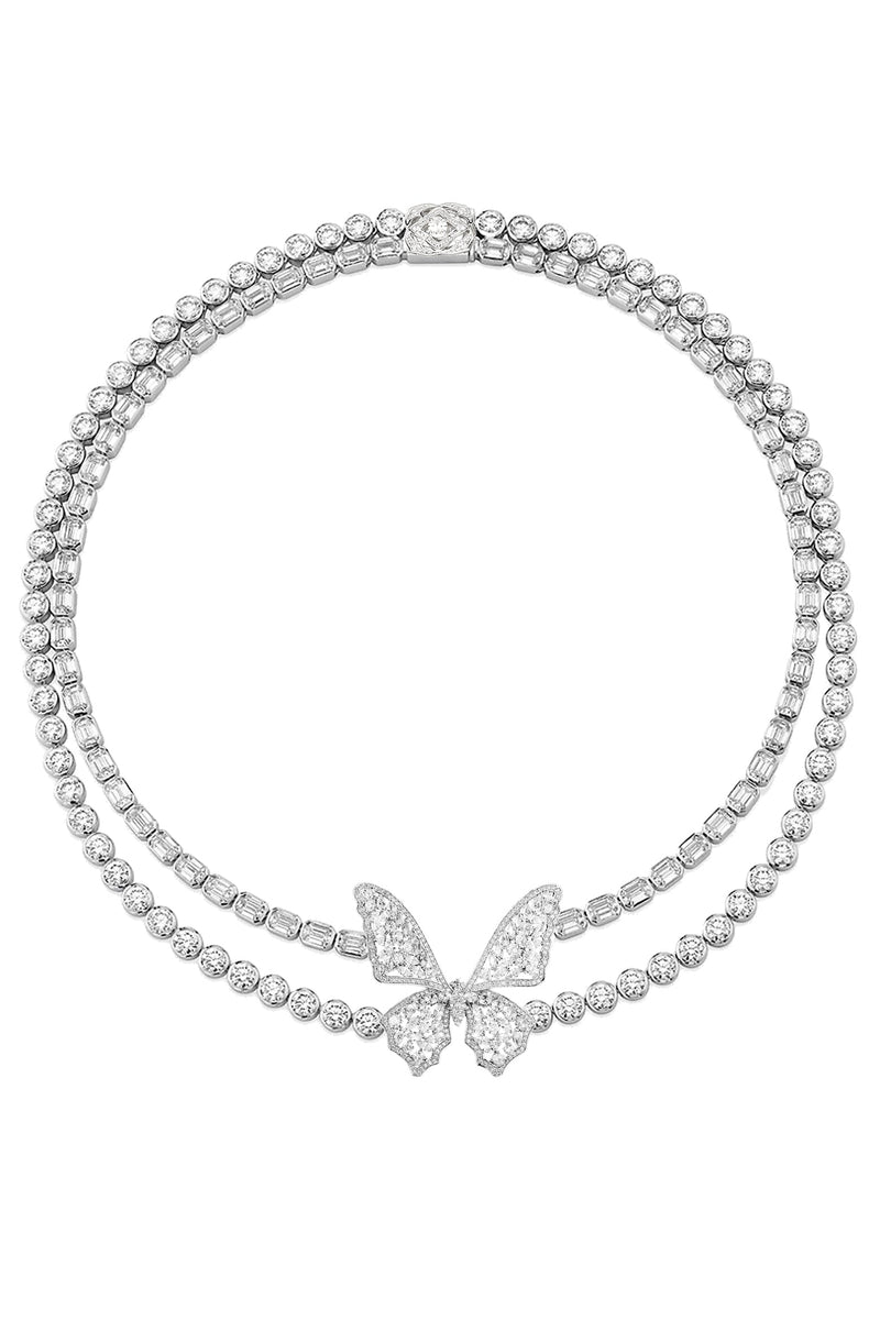 Nazanin Butterfly CZ Tennis Pendant Necklace