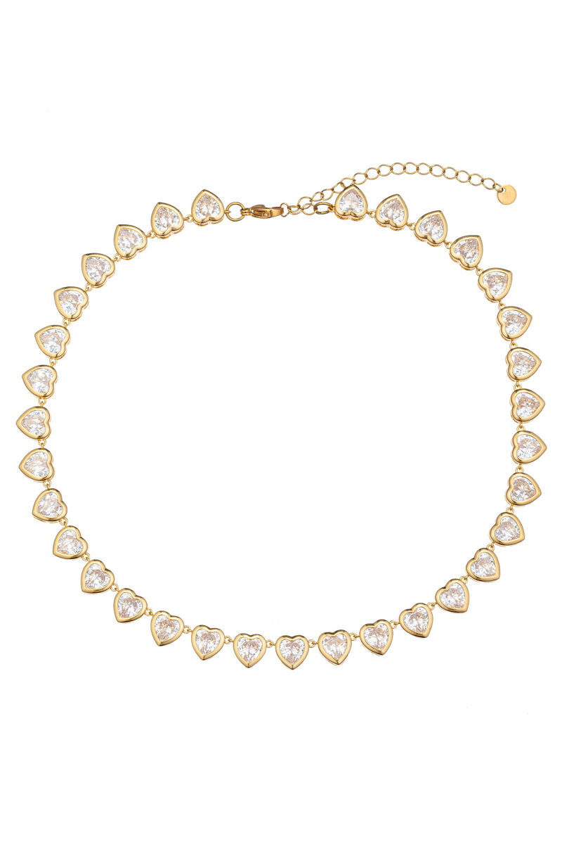 Unveil timeless grace with this pink heart cubic zirconia tennis necklace, a symbol of love and sophistication.