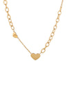 Gold tone titanium chain necklace with mini heart pendants.