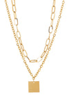 Gold tone titanium double drop pendant necklace.