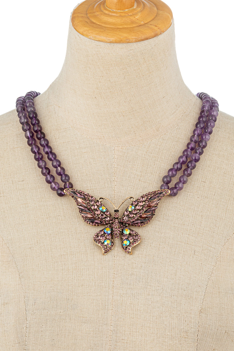 Butterfly Amethyst Statement Necklace