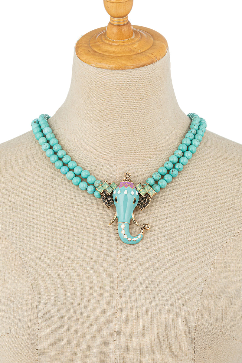 Elephant Turquoise Statement Necklace